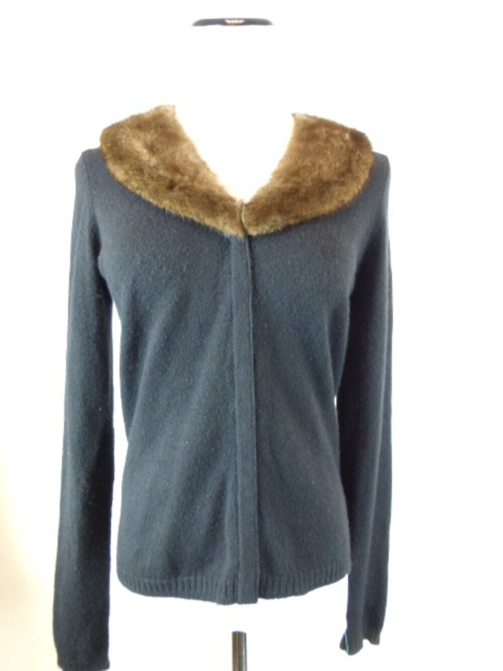 SAKS FIFTH AVENUE retro mink fur cashmere CARDIGAN VINTAGE S 50s vibe